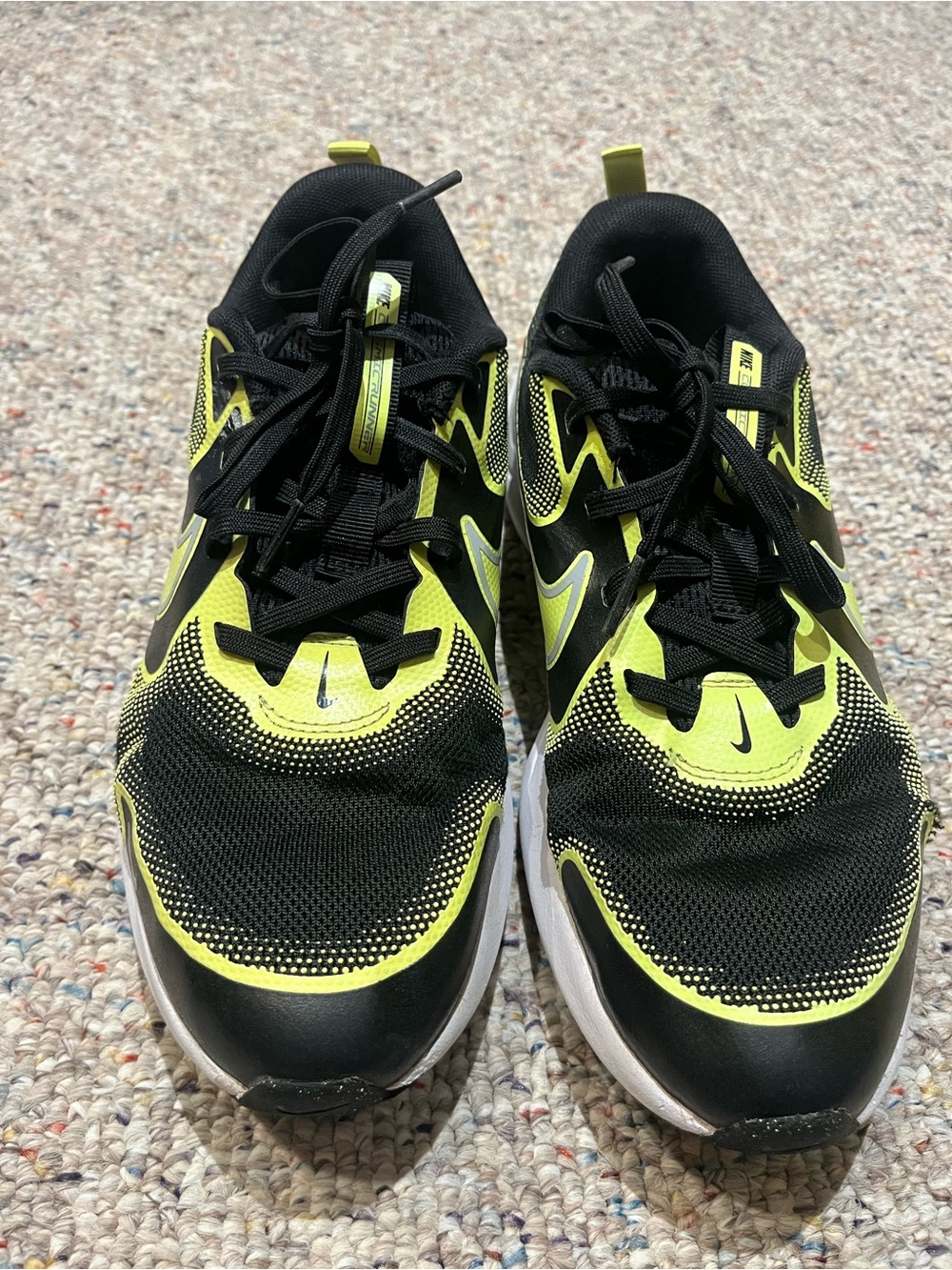 Nike Kids Black and Neon Yellow Athletic Sneakers - Picture 2 of 4